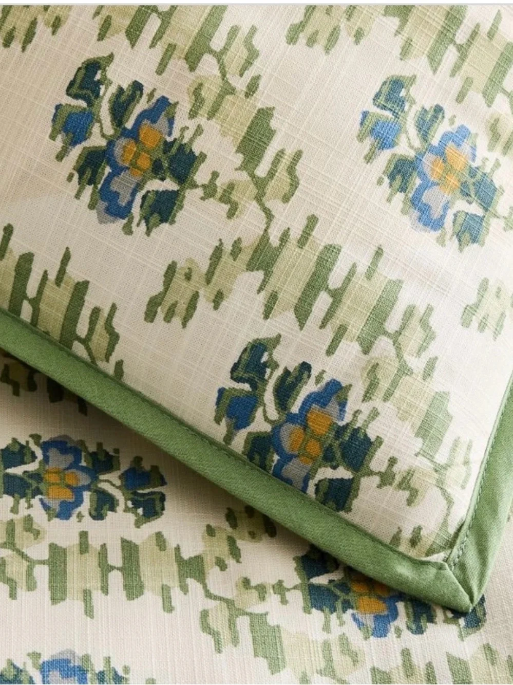 West Elm Floral Print Duvet Cover in White, Green, Blue